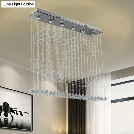 Nickel Double C Shaped Crystal Ball Flush Mount Light - 6-Light Ceiling Lighting For Bedroom