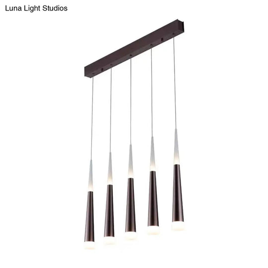 Noémie - Hanging 1/5/6 Lights Bar Pendant Light Tapered Simple Metal Silver/Brown Lamp In
