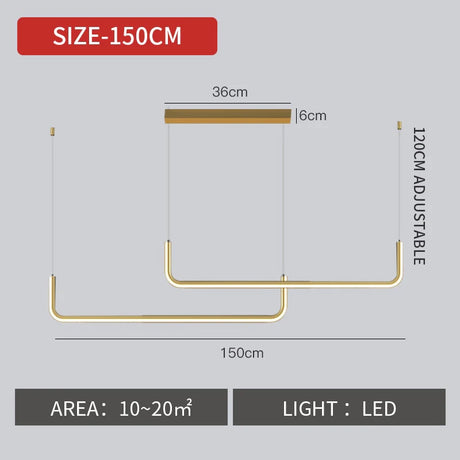 Nora - Linear Led Ceiling Chandelier Gold L150Cm / Warm White