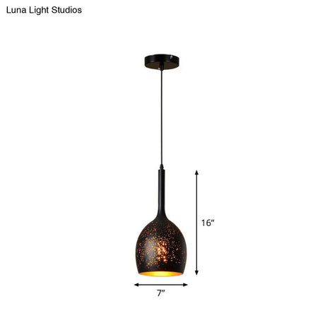 Nora - Retro Hollow-Out Metal Pendant Lighting 1-Light Black Finish Suspension Light For Restaurant