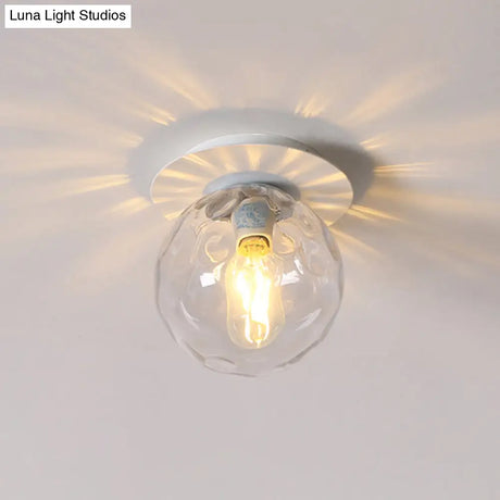 Nordic 1 Head Orb Light Fixture With Clear Hammered Glass Shade - Stylish Gray/White/Green/Wood