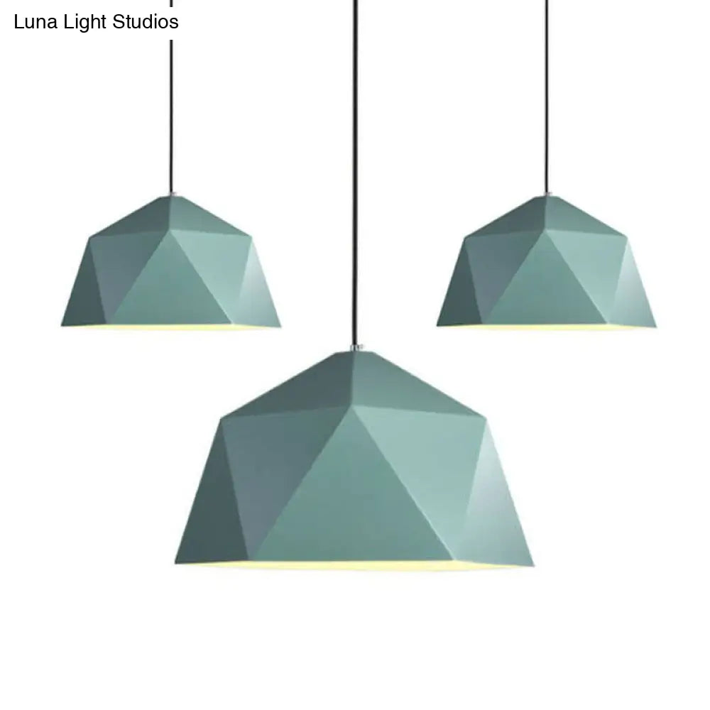 Nordic 1-Light Diamond Suspension Lamp With Metallic Finish - Perfect For Restaurants