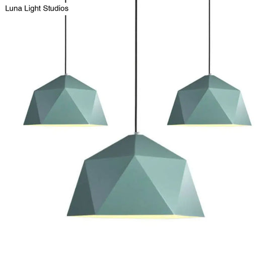 Nordic 1-Light Diamond Suspension Lamp With Metallic Finish - Perfect For Restaurants