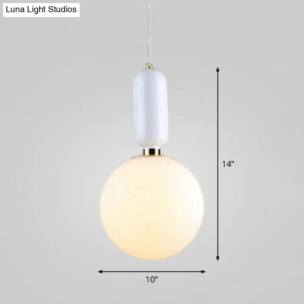 Nordic 1-Light Opaline Glass Hanging Light Fixture White / 10