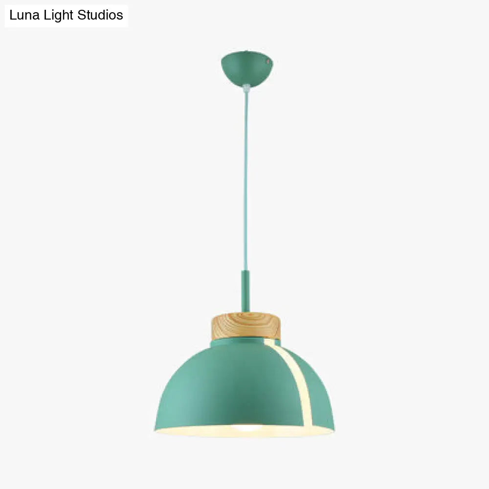 Nordic 1-Light Metal Dome Ceiling Pendant - Pink/White/Black Suspension Light Green