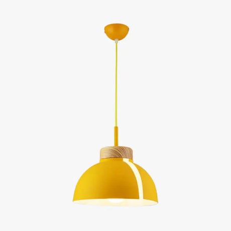 Nordic 1 Light Metal Shade Suspension Pendant - Pink/White/Black Dome Ceiling Yellow