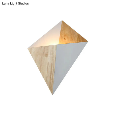 Nordic 1-Light Splicing Pyramid Wall Sconce With Adjustable Rubber Wood Shade In Black/Red/White