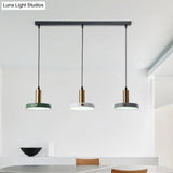 Nordic 3-Head Round Pendant Lamp In White/Grey/Green - Warm/White/3 Color Light