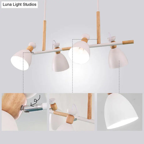 Nordic 4-Light Bell Metal Island Ceiling Hang Light - Adjustable For Dining Room
