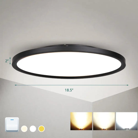 Nordic Acrylic Disk Led Flush Mount Ceiling Light For Living Room Black / 18.5’