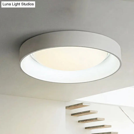 Nordic Acrylic Drum Ceiling Light: Grey/White 18’/23.5’ Dia Led Flush Mount