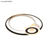 Nordic Acrylic Flush Mount Led Ceiling Fixture - Multi Rings Black/White 16’/19.5’/23.5’ Dia