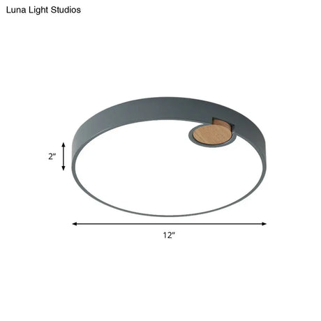 Nordic Acrylic Grey Led Flush Mount Lamp With White/Warm/Natural Light For Bedroom - Available In