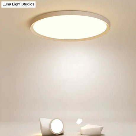 Nordic Acrylic Led Ceiling Light: Stylish White Flush Mount For Bedroom / 12 Warm
