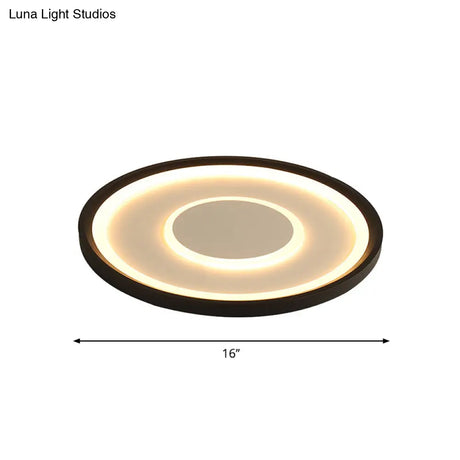 Nordic Acrylic Led Flush Ceiling Light In Black - 16’/19.5’ Width