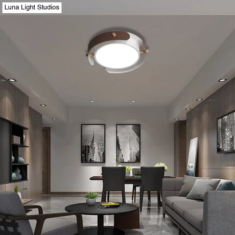 Nordic Acrylic Led Flush Mount Ceiling Light Fixture In White/Distressed White - 16’/19.5’ Dia