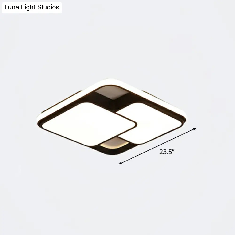 Nordic Acrylic Led Flush - Mount Ceiling Light For Bedrooms - Overlapping Style Black / 23.5’ Warm