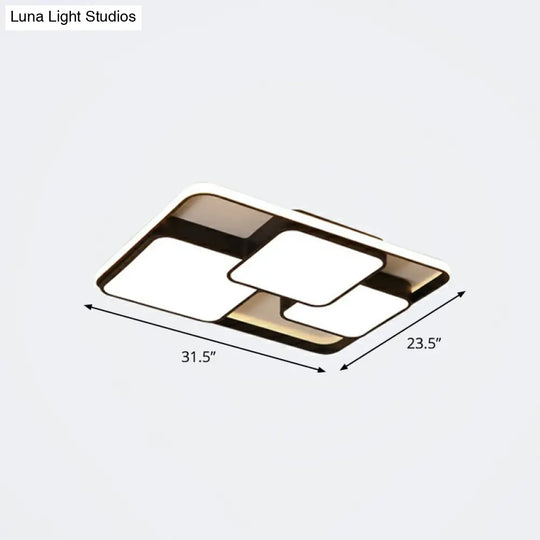 Nordic Acrylic Led Flush - Mount Ceiling Light For Bedrooms - Overlapping Style Black / 31.5’ Warm