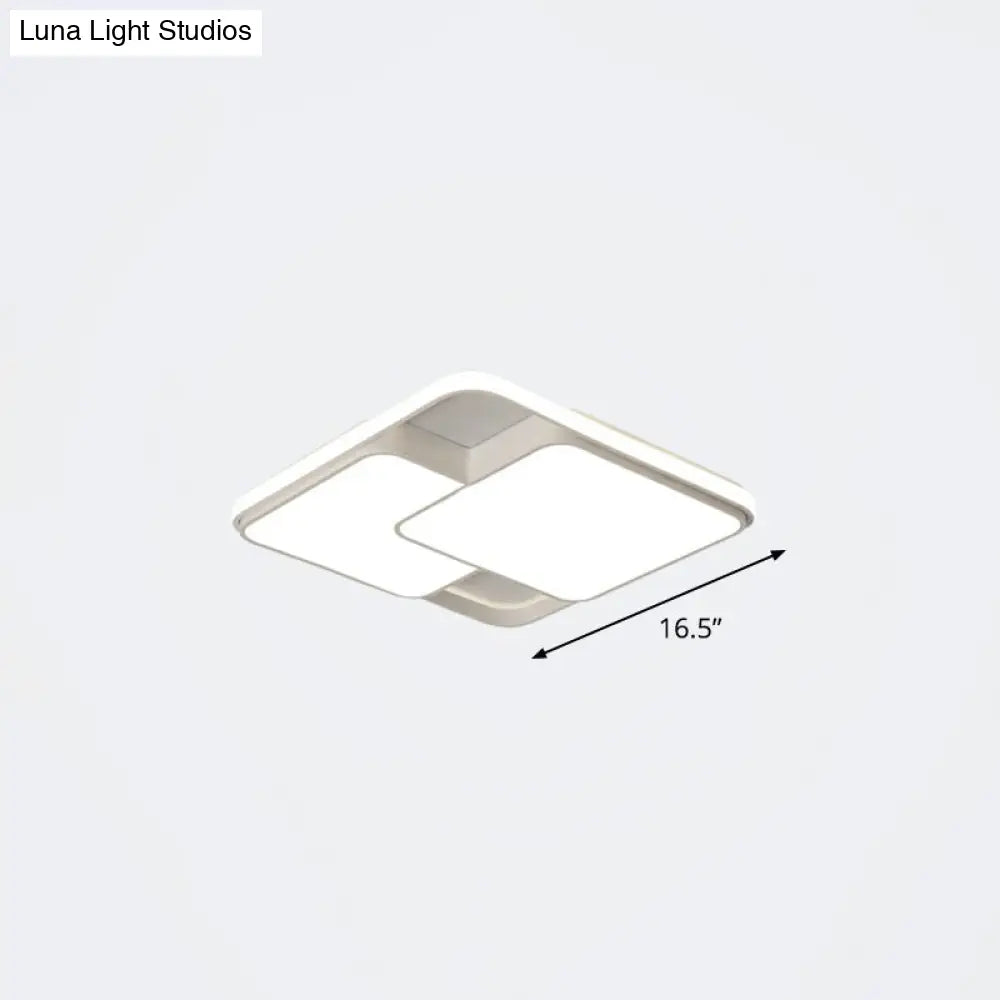 Nordic Acrylic Led Flush - Mount Ceiling Light For Bedrooms - Overlapping Style White / 16.5’ Warm