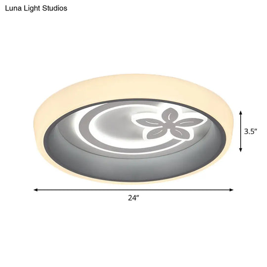 Nordic Acrylic Led Flush Mount Ceiling Light - Round Flower Design In White Ideal For Dining Room