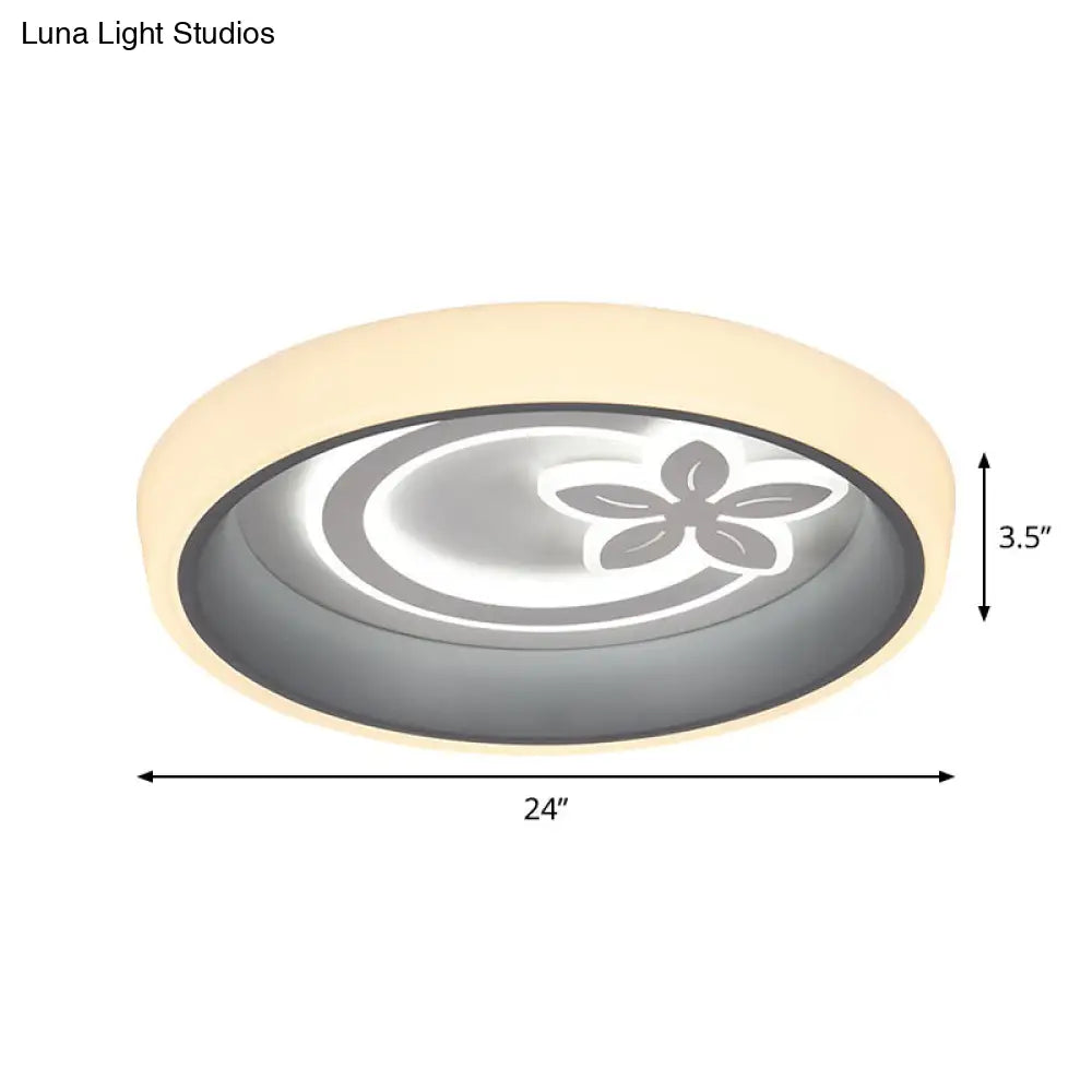 Nordic Acrylic Led Flush Mount Ceiling Light - Round Flower Design In White Ideal For Dining Room
