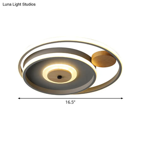 Nordic Acrylic Led Flush Mounted Lamp - Multi - Circle Grey Bedroom Ceiling Fixture 16.5/20.5