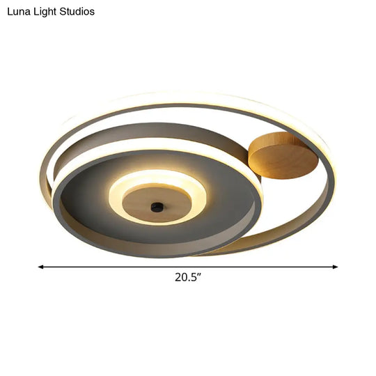 Nordic Acrylic Led Flush Mounted Lamp - Multi - Circle Grey Bedroom Ceiling Fixture 16.5/20.5