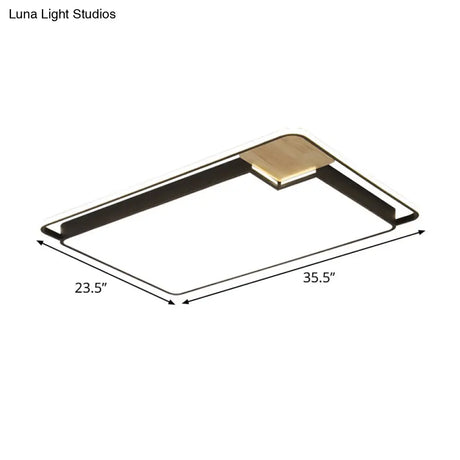 Nordic Acrylic Lounge Led Flush Mount Ceiling Light In Black - Wood Rectangular Splicing Surface