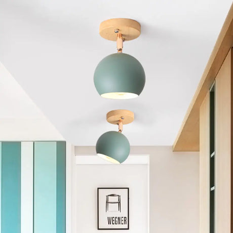 Nordic Adjustable Semi Flush Ceiling Light Fixture - Black/Gray/White/Pink/Green Orbit Design Green