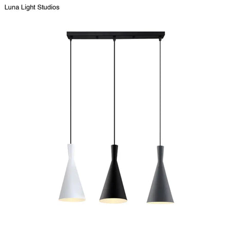 Nordic Aluminum Cluster Pendant Light With 3 Heads In Black-Grey-White Colors