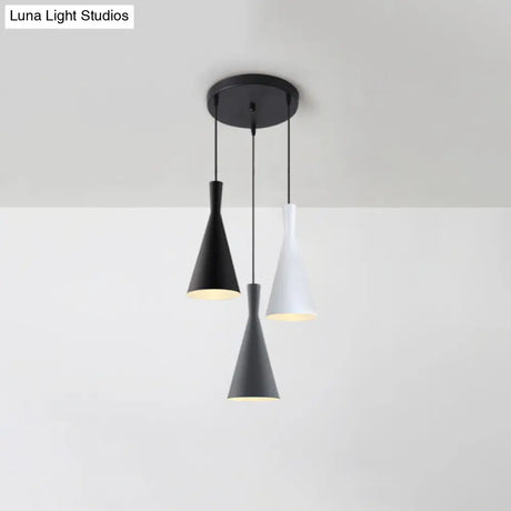 Nordic Aluminum Cluster Pendant Light With 3 Heads In Black-Grey-White Colors