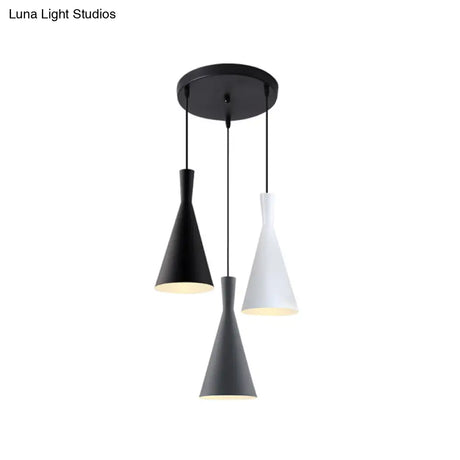 Nordic Aluminum Cluster Pendant Light With 3 Heads In Black-Grey-White Colors