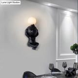 Nordic Animal Wall Sconce Resin 1-Light With Blown Glass Shade - Creative Living Room Light