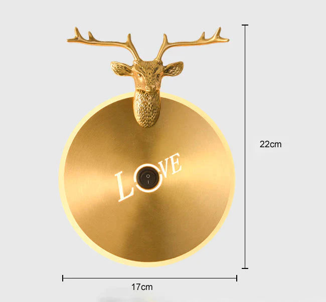 Lampe murale en cuivre de salon de chambre à coucher Nordic Antlers