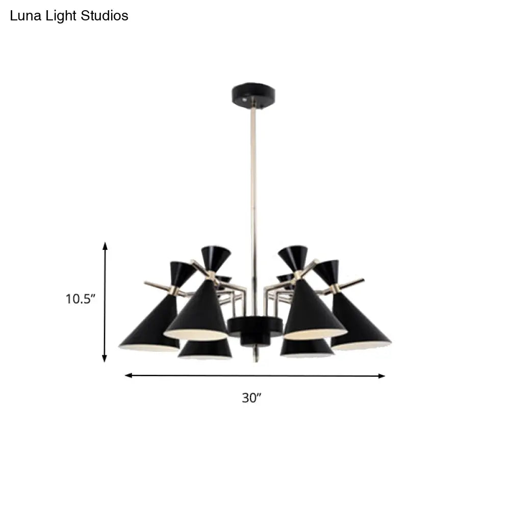 Nordic Bi-Conical Pendant Chandelier - 3/6 Lights Black/White/Pink Dining Room Lighting Fixture