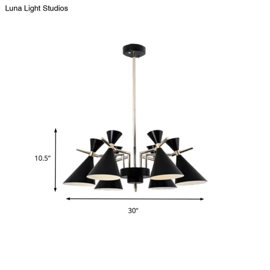 Nordic Bi-Conical Pendant Chandelier - 3/6 Lights Black/White/Pink Dining Room Lighting Fixture