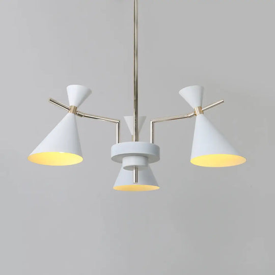 Nordic Bi-Conical Pendant Chandelier - 3/6 Lights Black/White/Pink Dining Room Lighting Fixture 3 /
