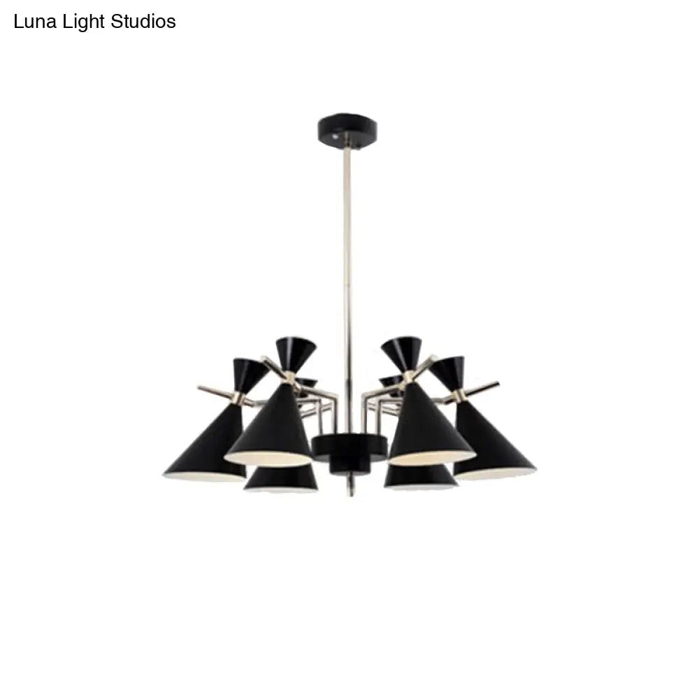 Nordic Bi-Conical Pendant Chandelier - 3/6 Lights Black/White/Pink Dining Room Lighting Fixture