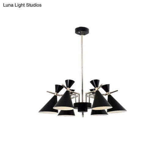 Nordic Bi-Conical Pendant Chandelier - 3/6 Lights Black/White/Pink Dining Room Lighting Fixture