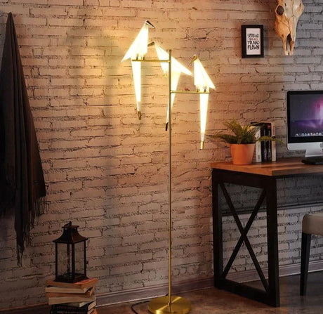 Nordic Bird Floor Lamp Creative Acrylic Thousand Paper Cranes Lamps For Living Room Bedroom Home