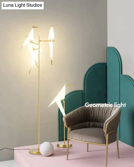 Nordic Bird Floor Lamp Creative Acrylic Thousand Paper Cranes Lamps For Living Room Bedroom Home
