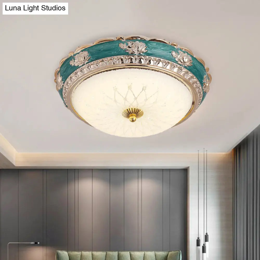 Nordic Blue Led Flushmount Ceiling Lamp 12’/16’ Dia Frosted Glass Finish