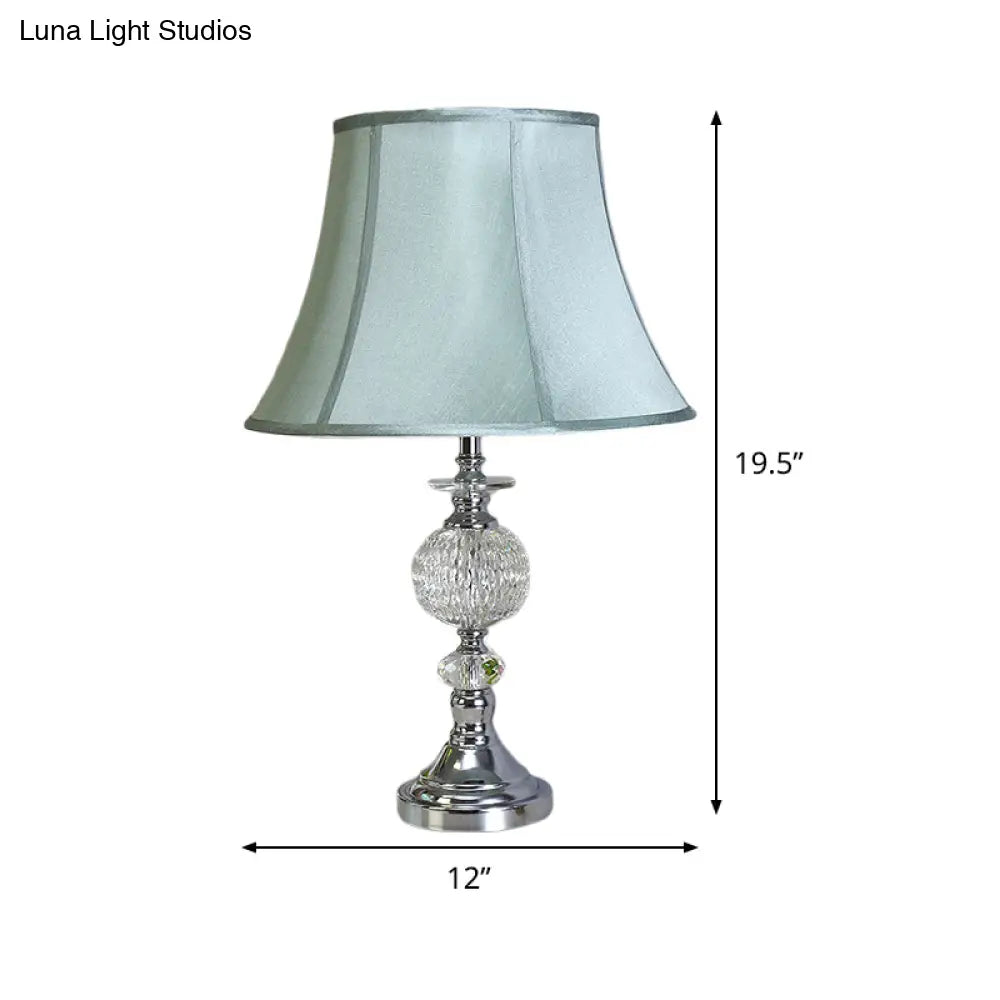 Nordic Blue Task Light With Panel Bell Fabric Shade For Dining Room Desk