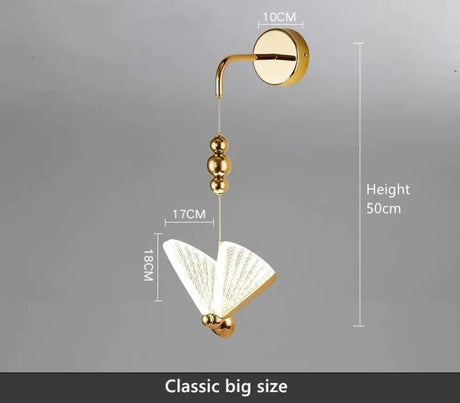 Nordic Butterfly Led Wall Light for Bedroom classic big size / Warm White wall Light