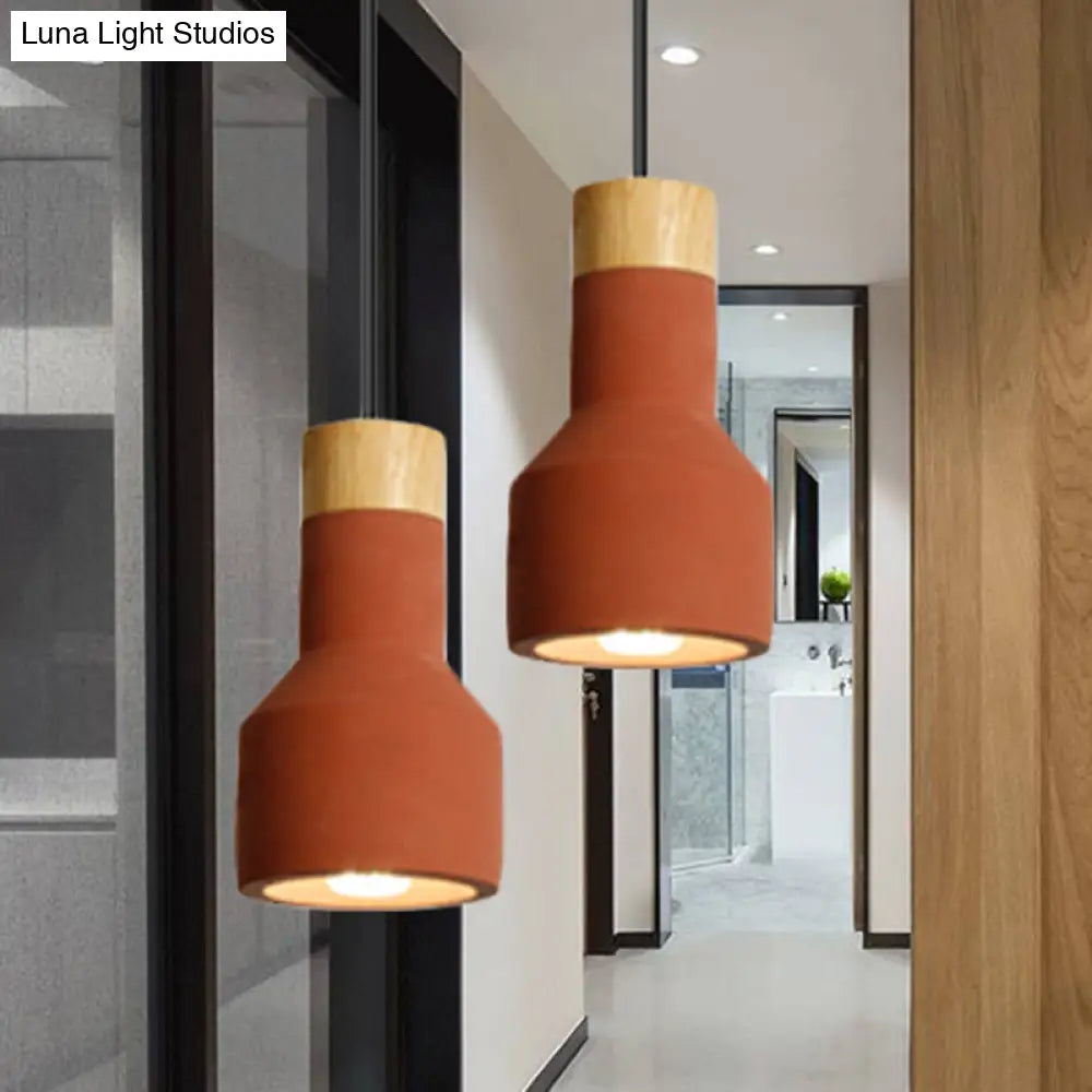 Nordic Ceiling Pendant Torch Shape Cement Light - Stylish One Hanging Fixture For Bedroom And Hotel