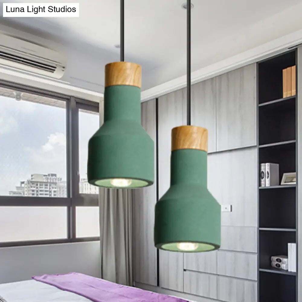 Nordic Ceiling Pendant Torch Shape Cement Light - Stylish One Hanging Fixture For Bedroom And Hotel