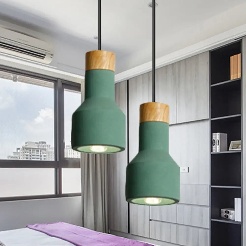 Nordic Ceiling Pendant Torch Shape Cement Light - Stylish One Hanging Fixture For Bedroom And Hotel