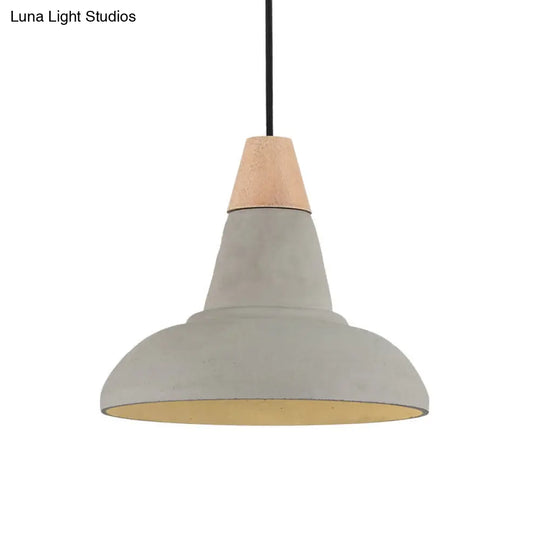 Nordic Cement 1-Head Pendant Light With Carved Interior – Barn Kitchen Bar Grey/White/Beige