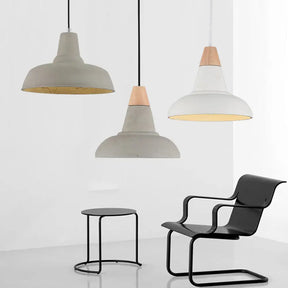 Nordic Cement 1-Head Pendant Light With Carved Interior – Barn Kitchen Bar Grey/White/Beige