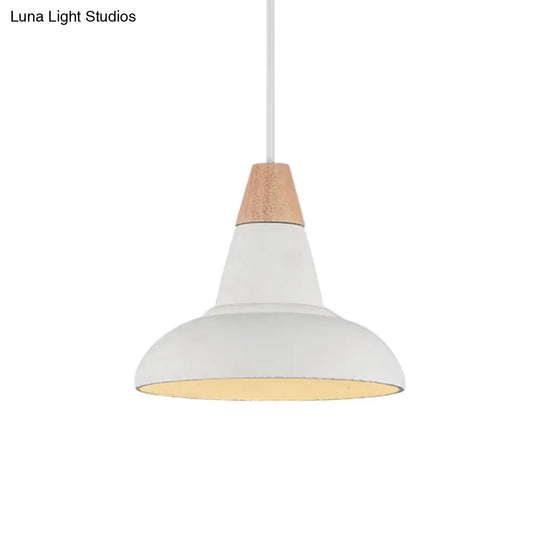 Nordic Cement 1-Head Pendant Light With Carved Interior – Barn Kitchen Bar Grey/White/Beige